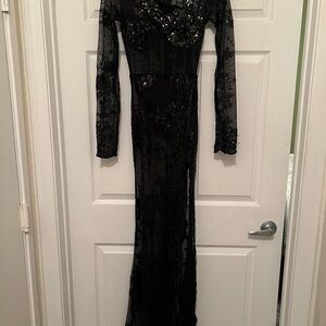 Fashion Nova Black Sequin Long Sleeve Dress